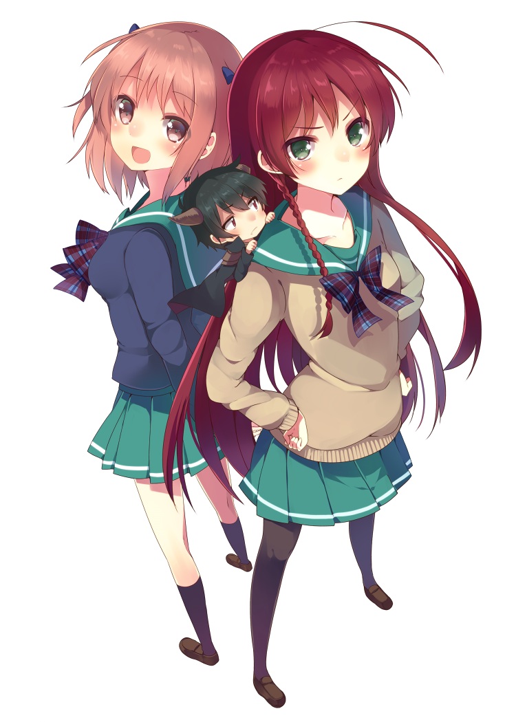 hataraku_maou-sama!, maou_sadao, mishima_kurone, pantyhose, sasaki_chiho, seifuku, yusa_emi