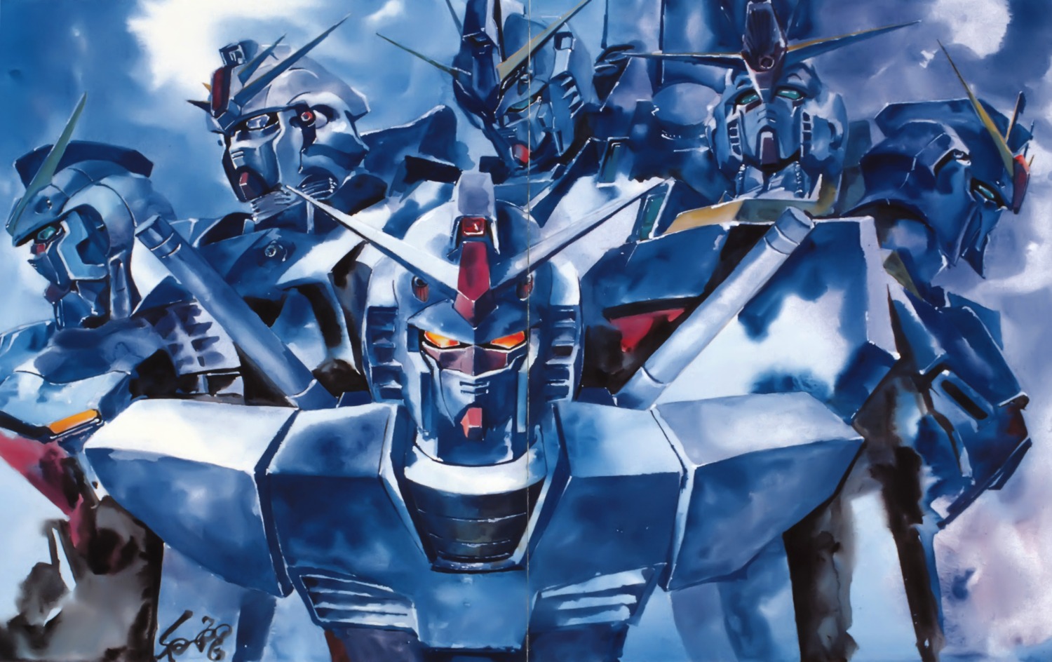 char's_counterattack, crease, gundam, gundam_f91, gundam_f91_(mecha), gundam_zz, mecha, nu_gundam, rx-78-2_gundam, rx-93, sano_hirotoshi, victory_gundam, zeta_gundam, zeta_gundam_(mobile_suit), zz_gundam