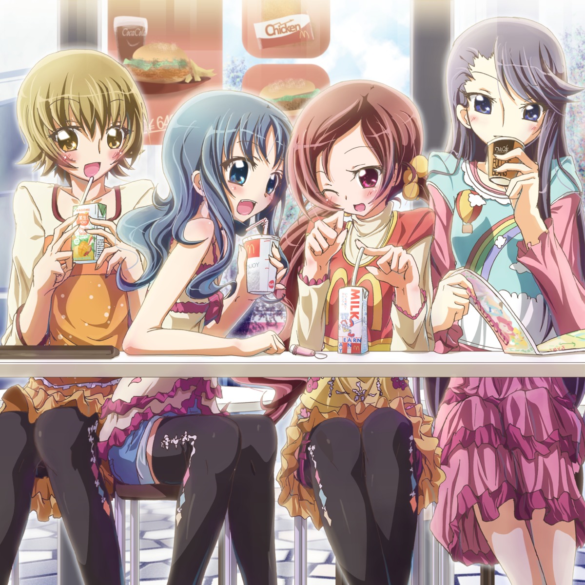 hanasaki_tsubomi, heartcatch_precure!, inoshishi, kurumi_erika, myoudouin_itsuki, precure, thighhighs, tsukikage_yuri