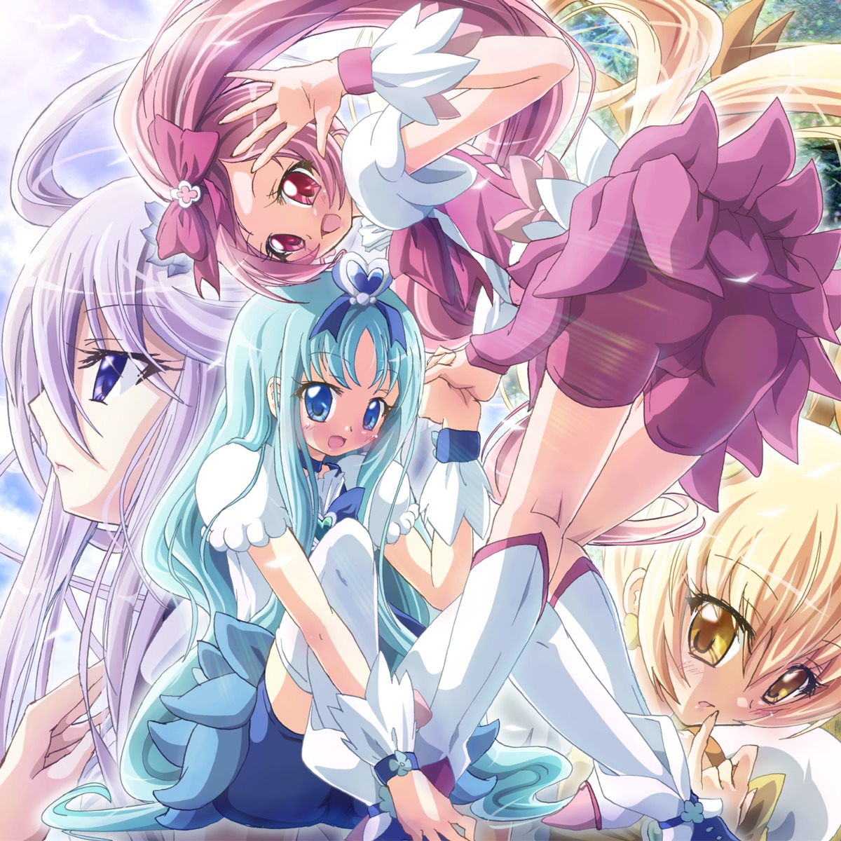 bike_shorts, dress, hanasaki_tsubomi, heartcatch_precure!, inoshishi, kurumi_erika, myoudouin_itsuki, precure