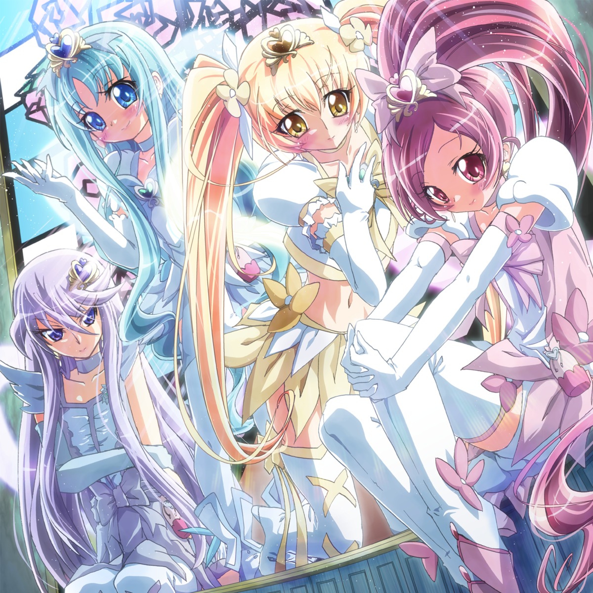 dress, hanasaki_tsubomi, heartcatch_precure!, inoshishi, kurumi_erika, myoudouin_itsuki, precure, thighhighs