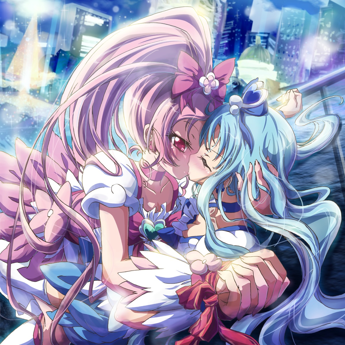 cleavage, hanasaki_tsubomi, heartcatch_precure!, inoshishi, kurumi_erika, precure, yuri