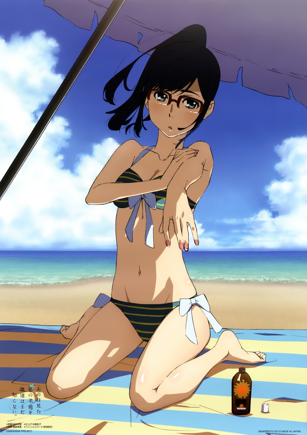 ano_hi_mita_hana_no_namae_wo_bokutachi_wa_mada_shiranai, bikini, cleavage, megane, swimsuits, tanaka_masayoshi, tsurumi_chiriko