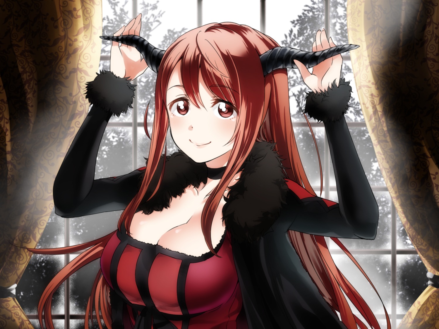 cleavage, horns, maou_(maoyuu_maou_yuusha), maoyuu_maou_yuusha, sakayama_shinta