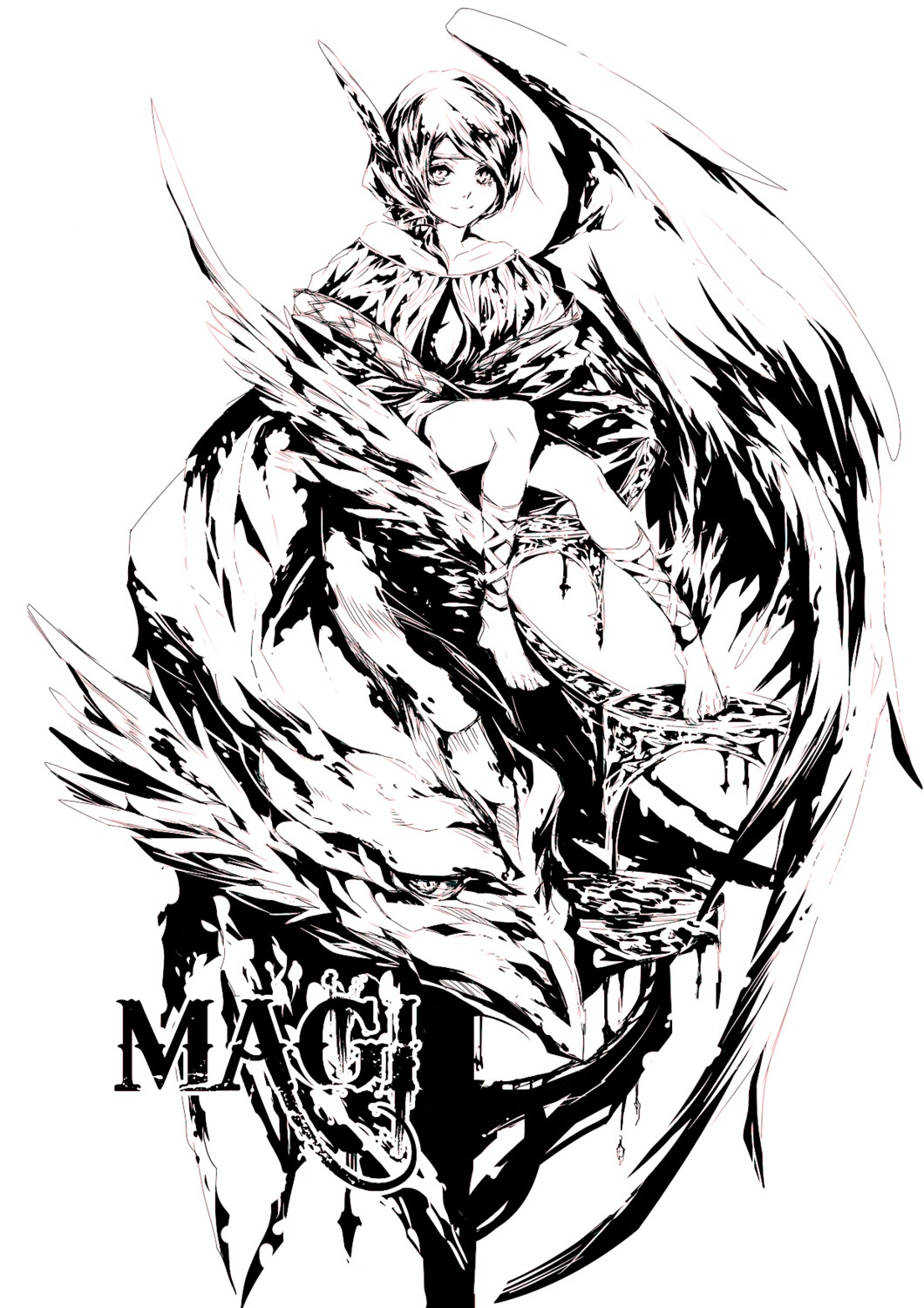 garasu, magi_the_labyrinth_of_magic, monochrome, pisti
