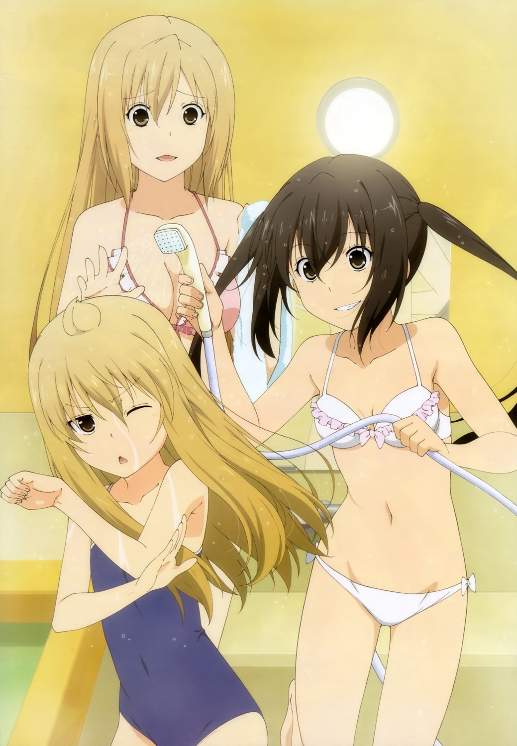 bathing, bikini, cleavage, fujii_yui, minami-ke, minami_chiaki, minami_haruka, minami_kana