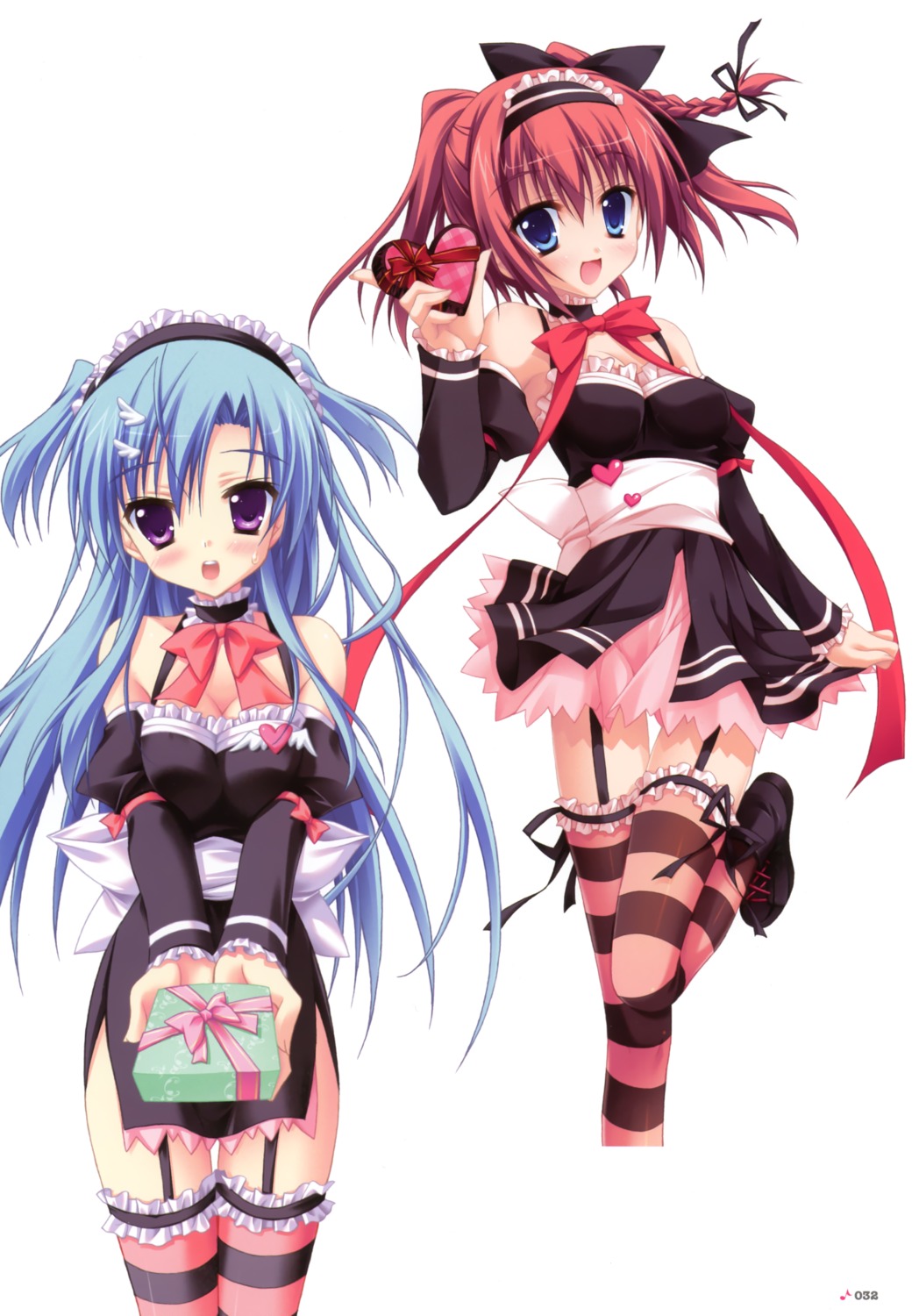 cleavage, endou_saya, haotone_tsubasa, hontani_kanae, kisaragi_gold_star, maid, saga_planets, stockings