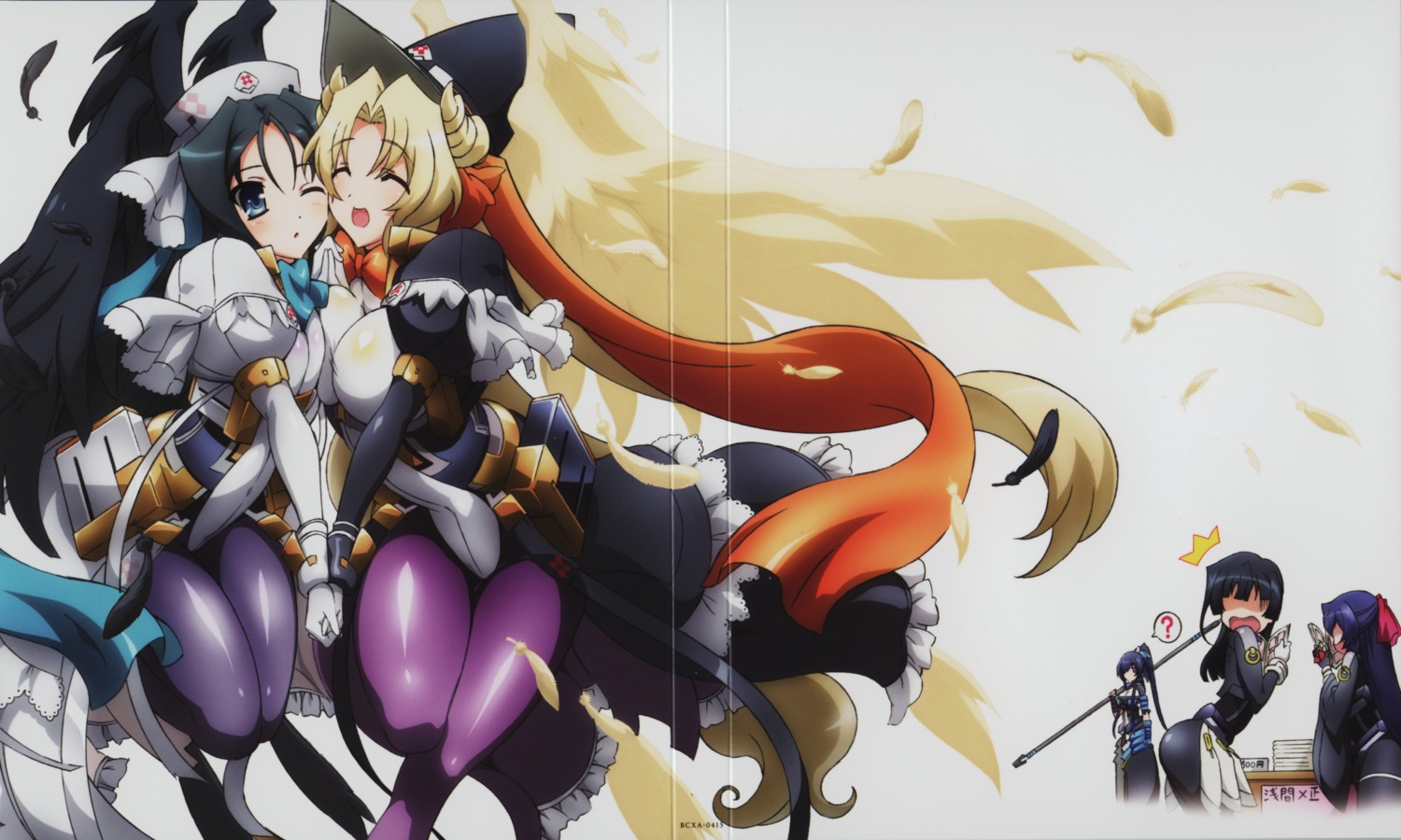 asama_tomo, bodysuit, crease, disc_cover, honda_futayo, kyoukai_senjou_no_horizon, marga_nalze, margot_knight, mukai_suzu, screening, wings