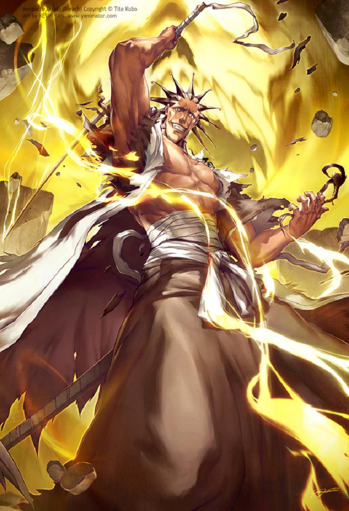 bleach, eyepatch, male, sword, zaraki_kenpachi