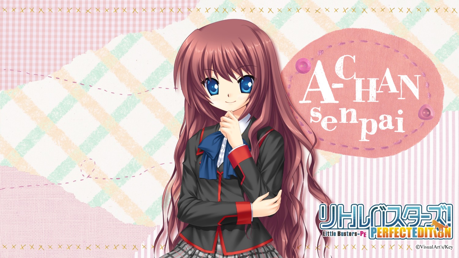 a-chan_senpai, hinoue_itaru, key, little_busters!, seifuku, wallpaper