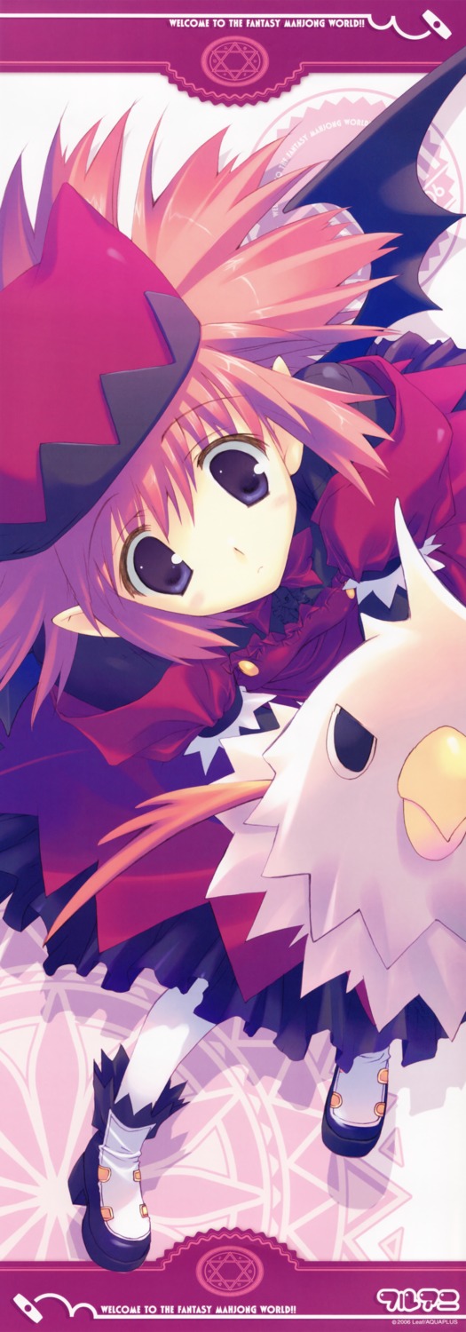 animal_ears, devil, dress, fullani, leaf, mitsumi_misato, nekomimi, pantyhose, stick_poster, uluru_fululu, wings