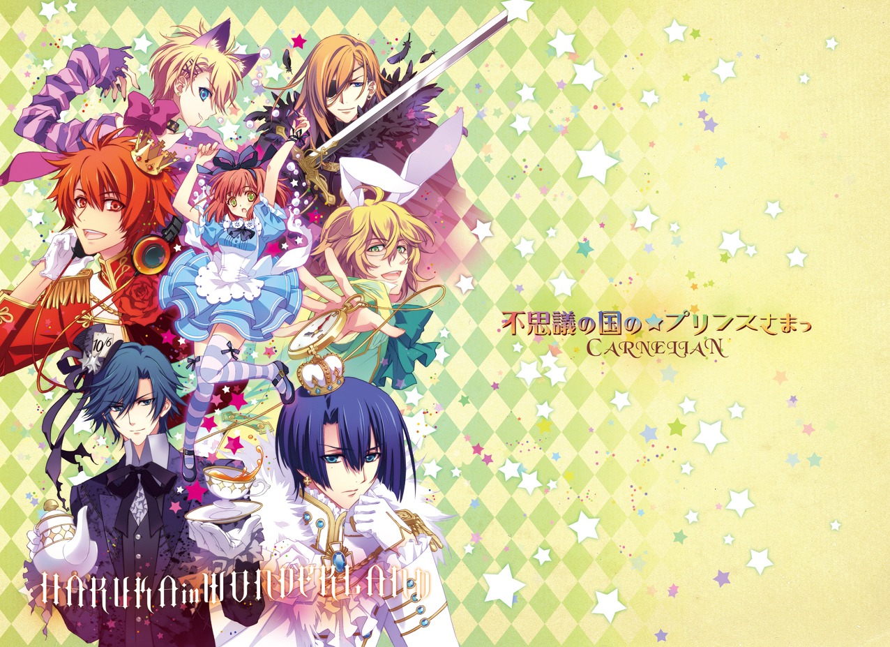alice_in_wonderland, animal_ears, bunny_ears, carnelian, crossover, dress, eyepatch, headphones