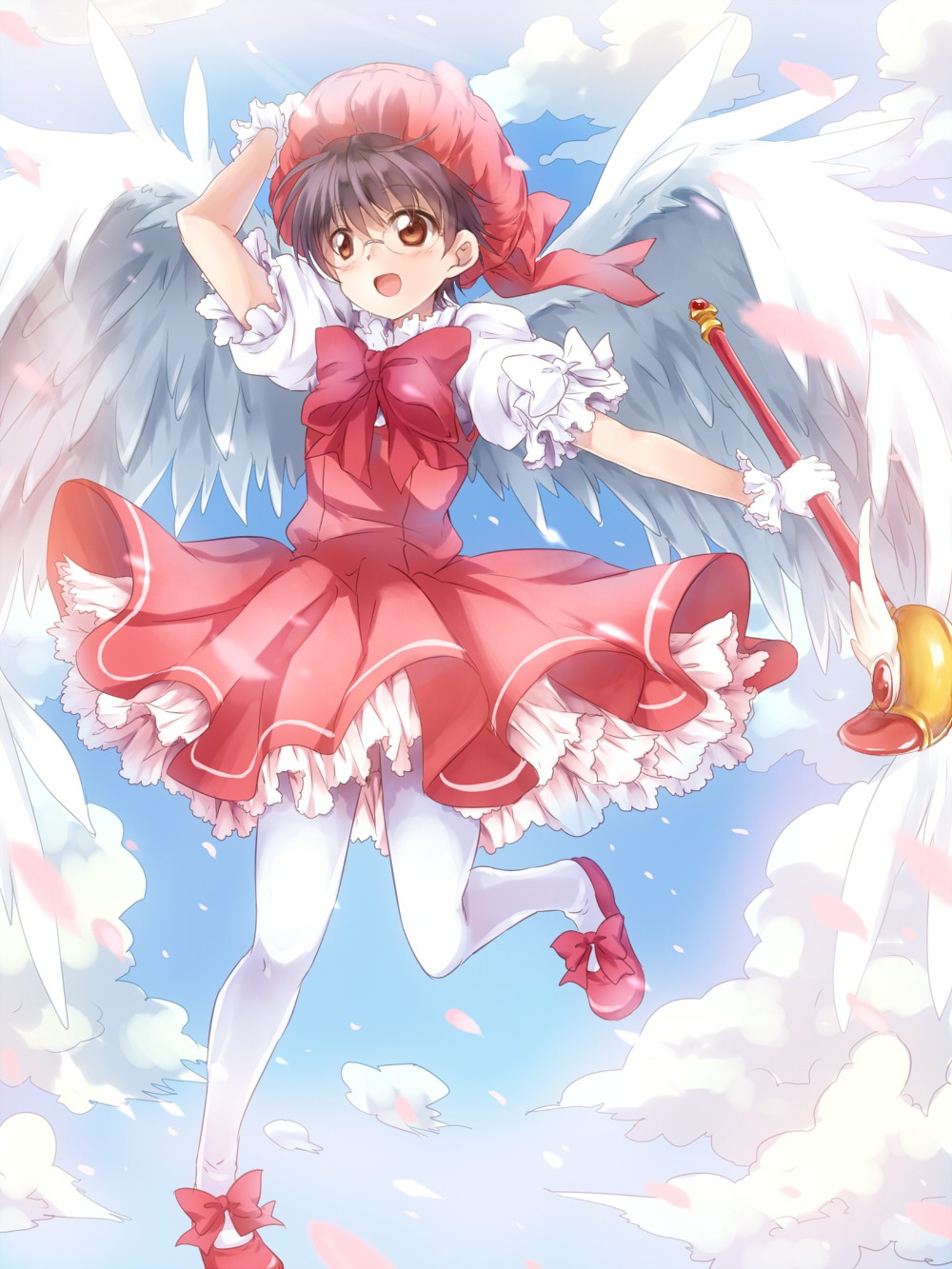 card_captor_sakura, cosplay, crossdress, gintama, male, megane, pantyhose, punchiki, shimura_shinpachi, wings