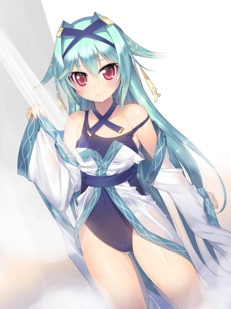 bathing, kashiwamochi_yomogi, mogami_yoshiaki, mogami_yoshiaki_(sengoku_collection), sengoku_collection, swimsuits, wet_clothes