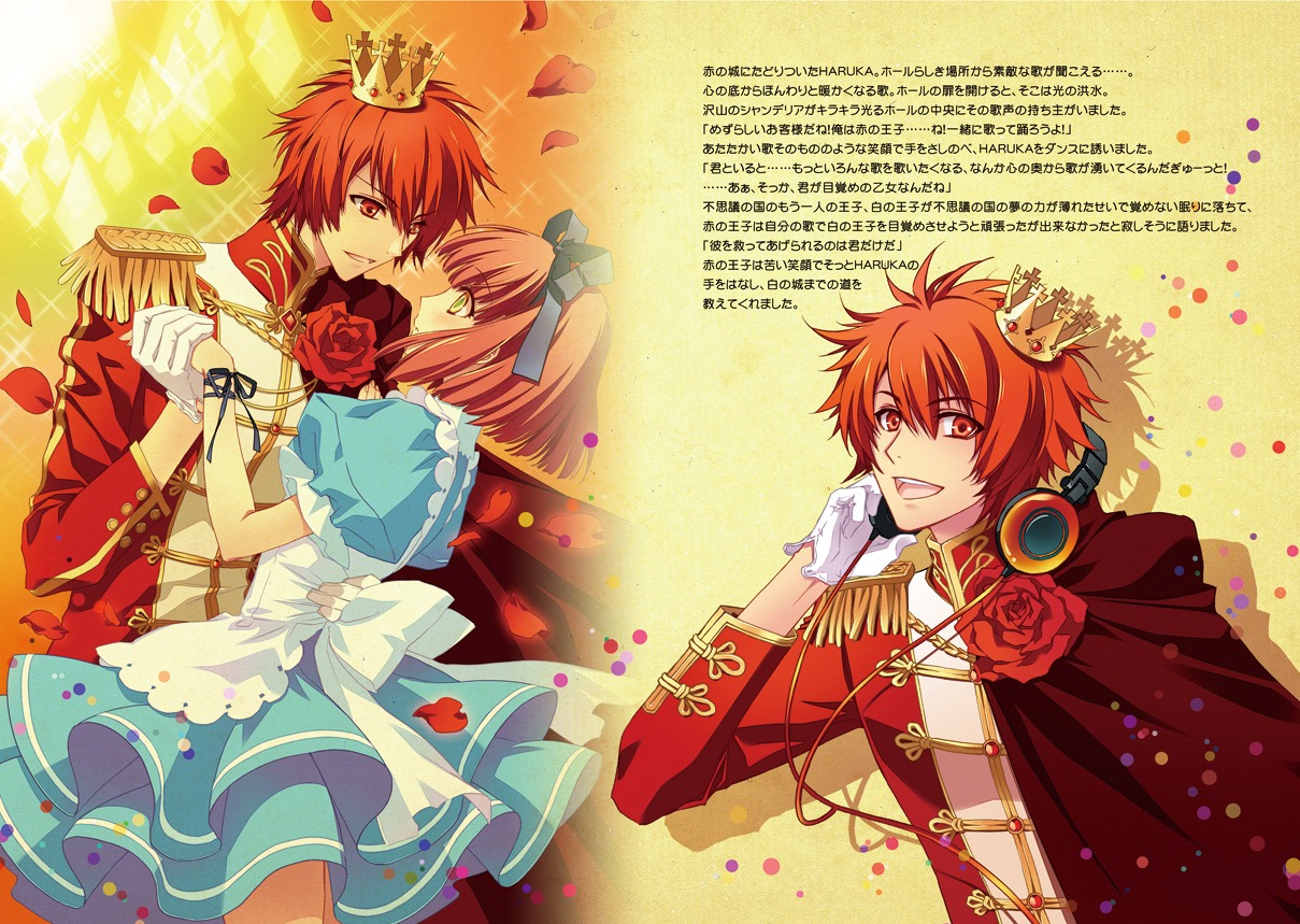 alice_in_wonderland, carnelian, crossover, dress, headphones, ittoki_otoya, nanami_haruka_(uta_no_prince_sama), uta_no_prince_sama