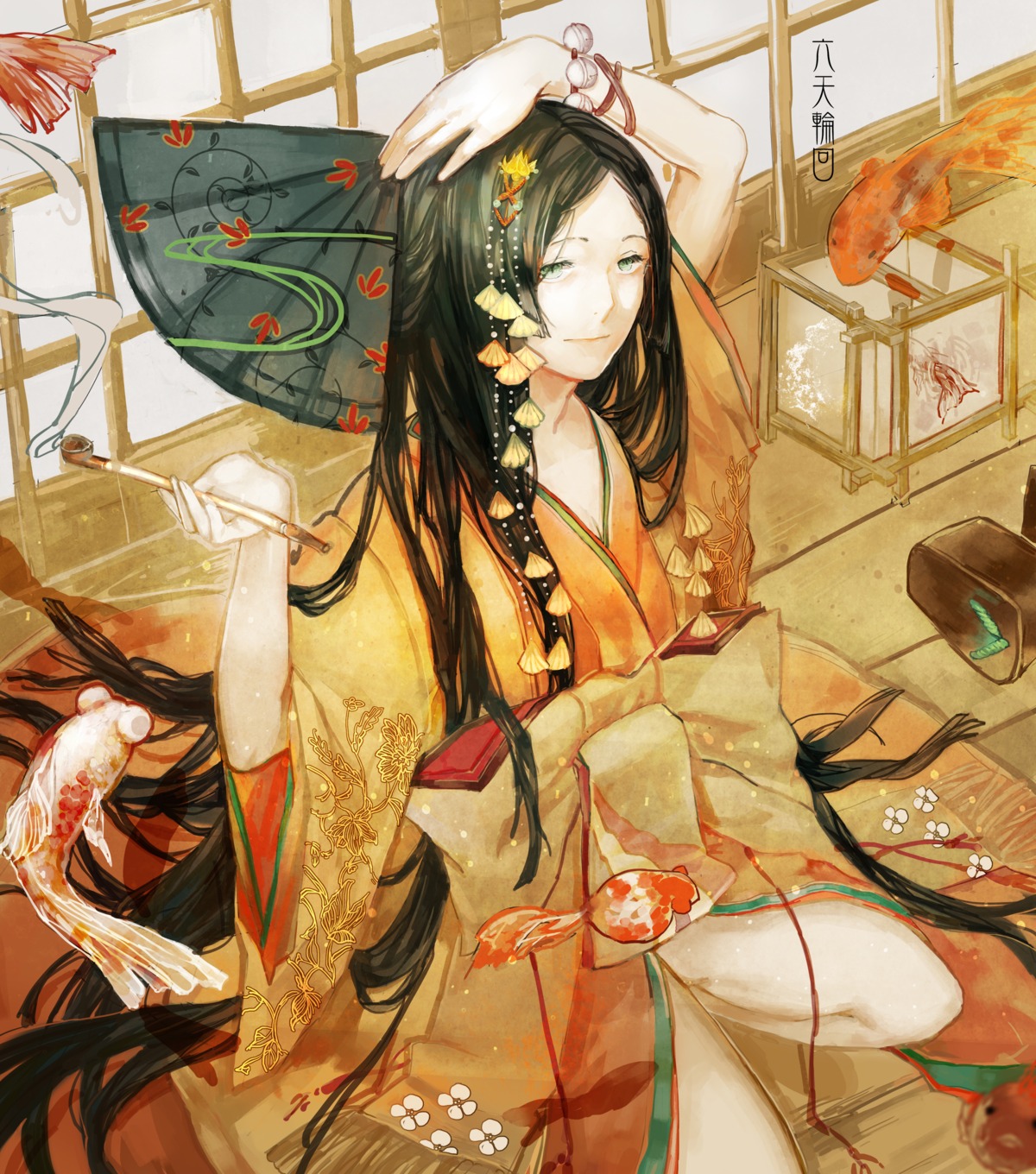 cleavage, kimono, nibanmachi_wakai