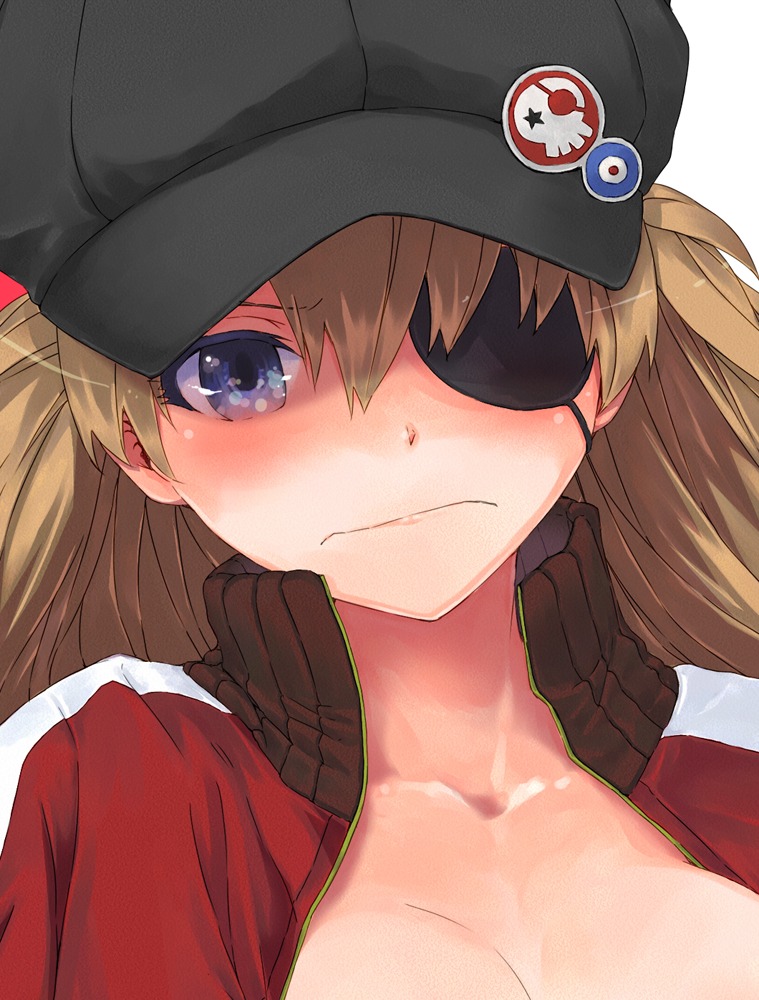 cleavage, eyepatch, neon_genesis_evangelion, souryuu_asuka_langley, sumiya