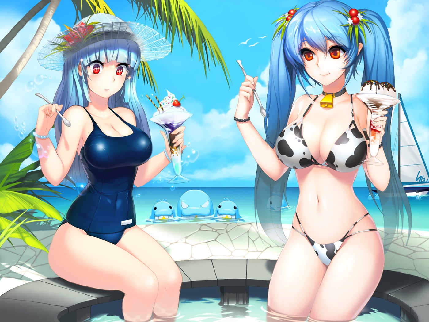 bikini, cleavage, luthica_preventer, school_swimsuit, snowball, swimsuits, sword_girls