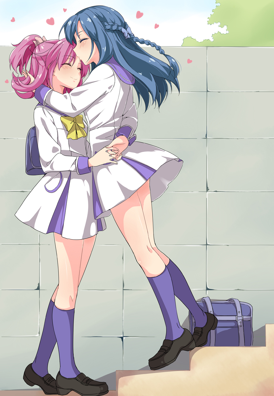 aida_mana, dokidoki!_precure, hishikawa_rikka, misu_kasumi, precure, seifuku, yuri