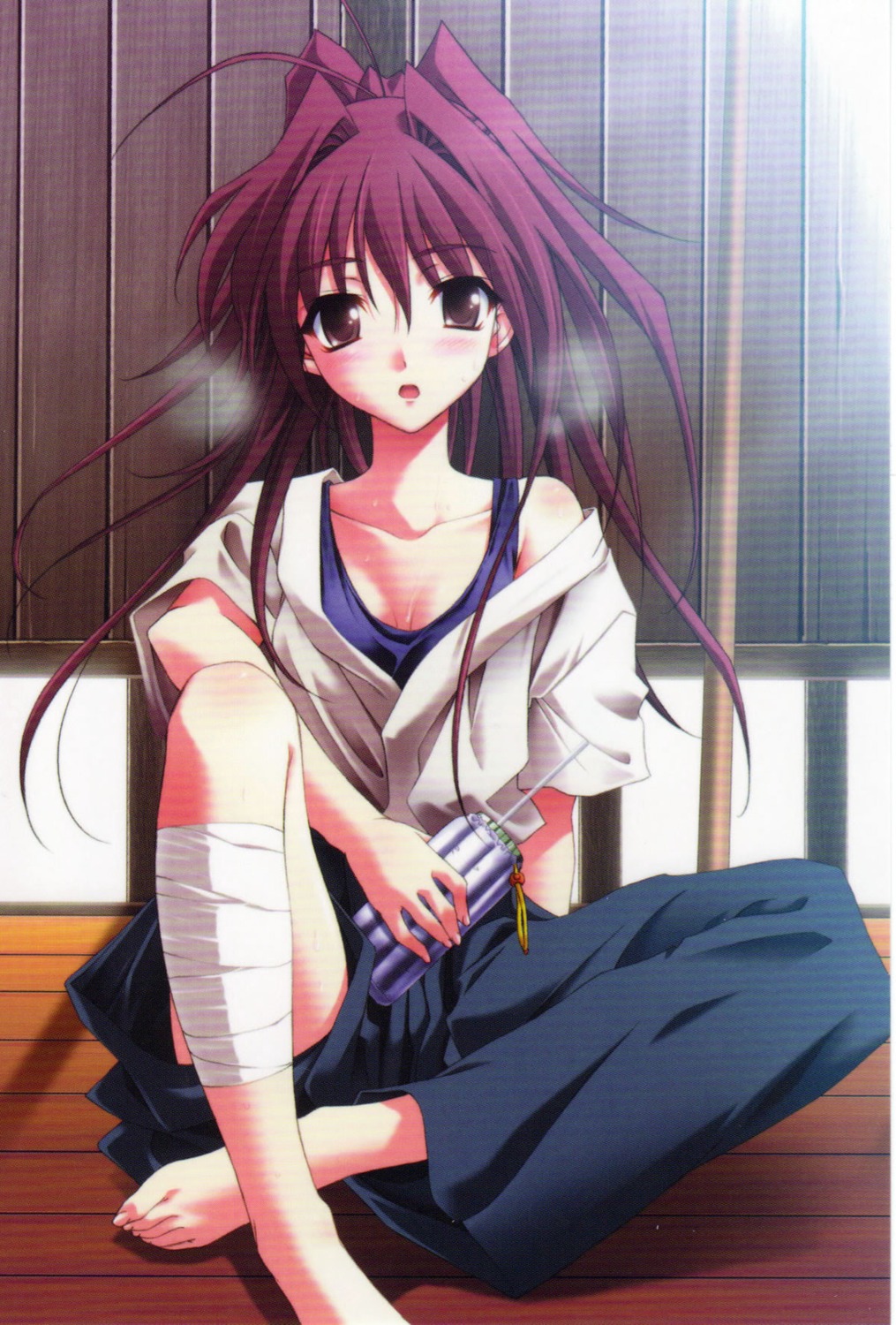 bandages, cleavage, fujiwara_miyabi, kimono, memories_off, memories_off_sorekara, scanning_artifacts