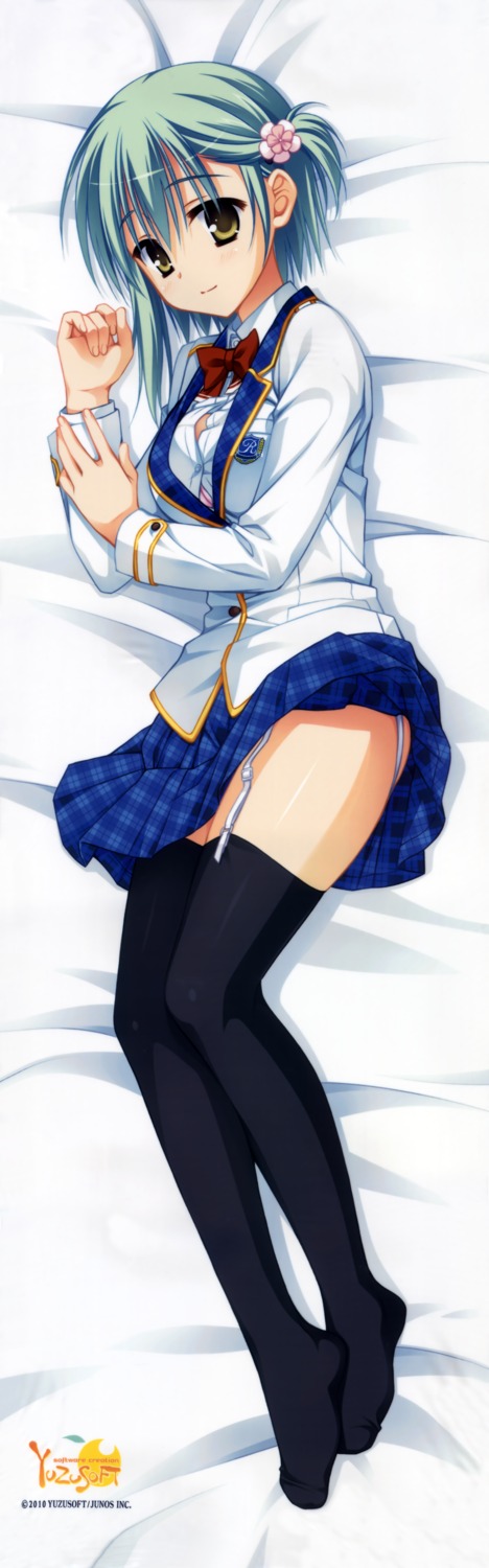 dakimakura, fixed, muririn, noble_works, seifuku, stockings, thighhighs, tsukiyama_sena, yuzu-soft