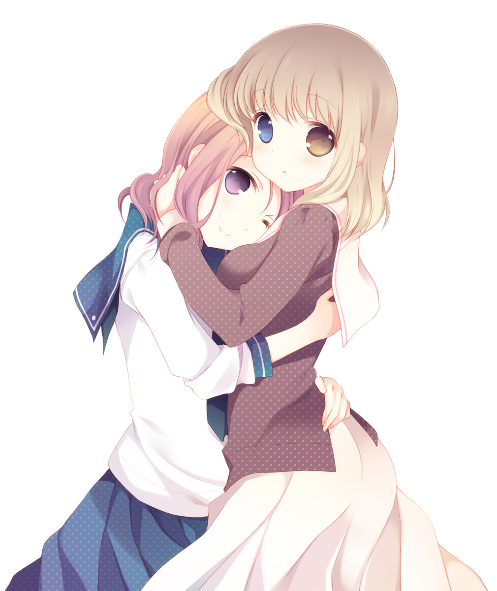 fukuji_mihoko, heterochromia, saki, seifuku, takei_hisa, tokumi_yuiko, yuri
