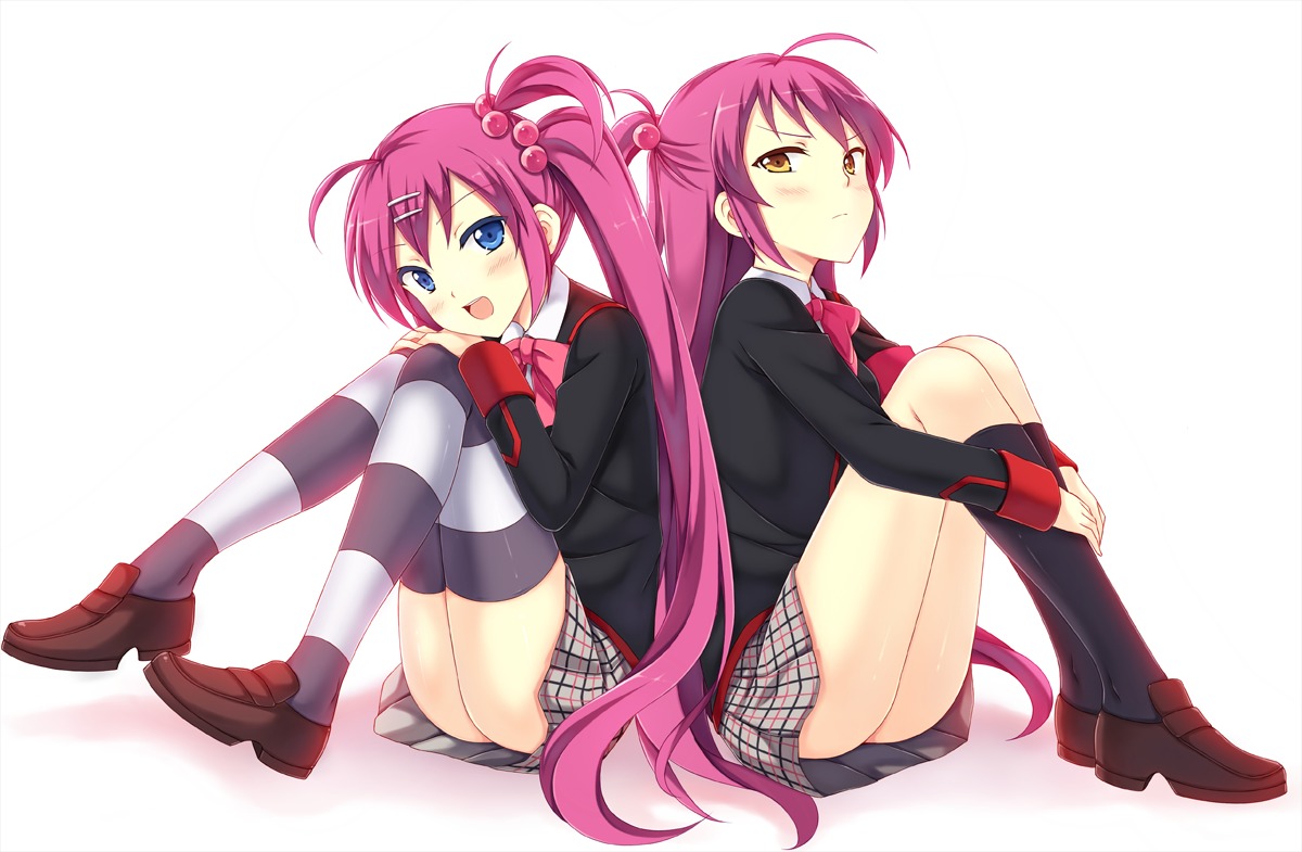 futaki_kanata, little_busters!, peach, saigusa_haruka, seifuku, thighhighs