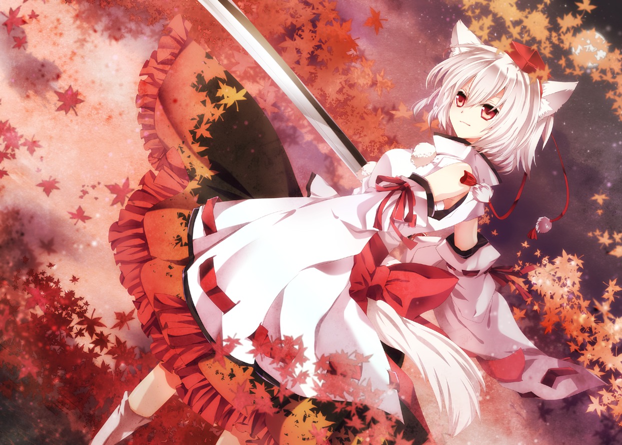 akatsuki_yakyou, animal_ears, inubashiri_momiji, sword, tail, touhou