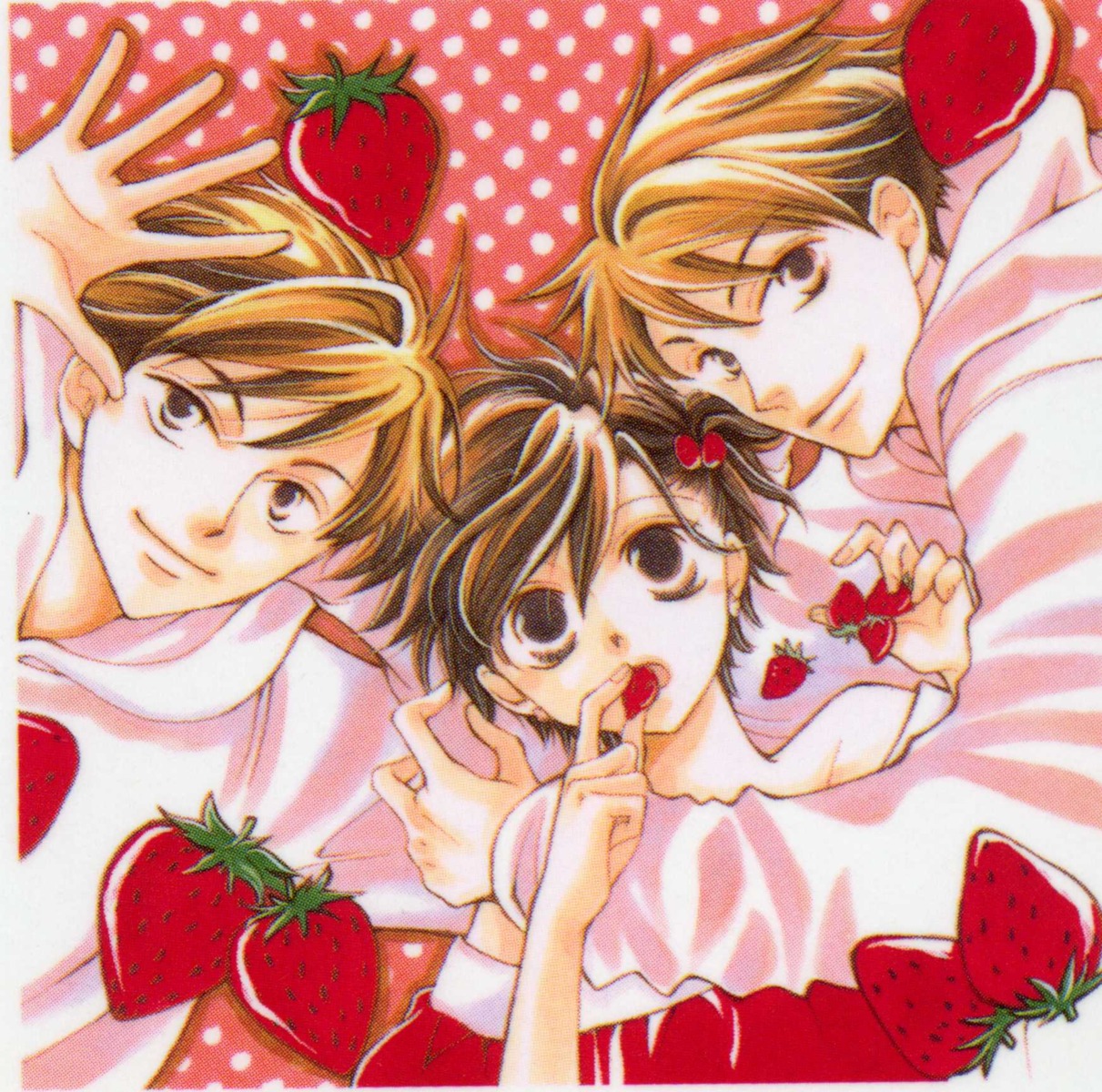 fujioka_haruhi, hatori_bisco, hitachiin_hikaru, hitachiin_kaoru, ouran_high_school_host_club, screening