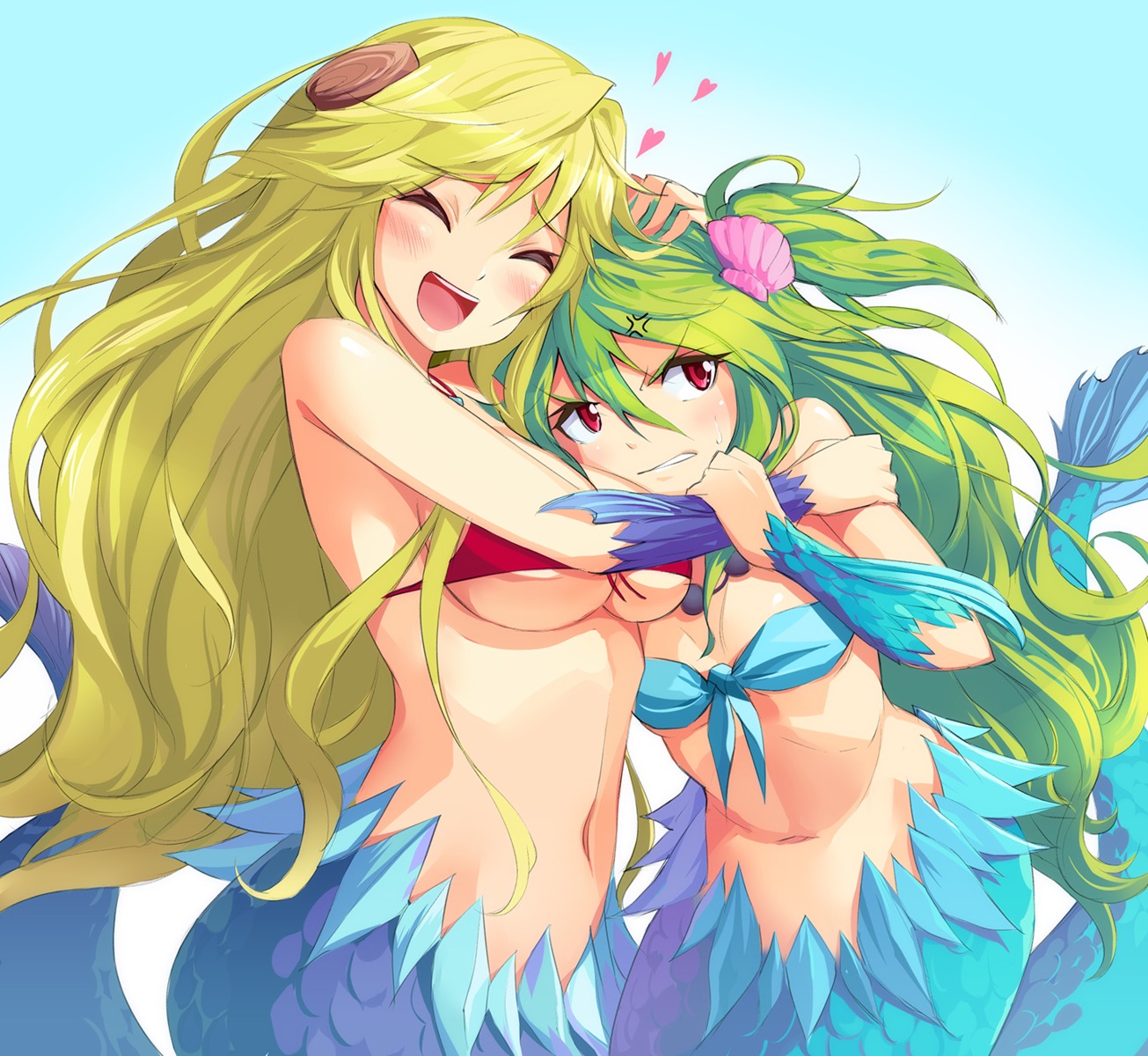 bikini_top, fuji-san, mermaid, michairu., monster_girl, muromi-san, namiuchigiwa_no_muromi-san, swimsuits, underboob