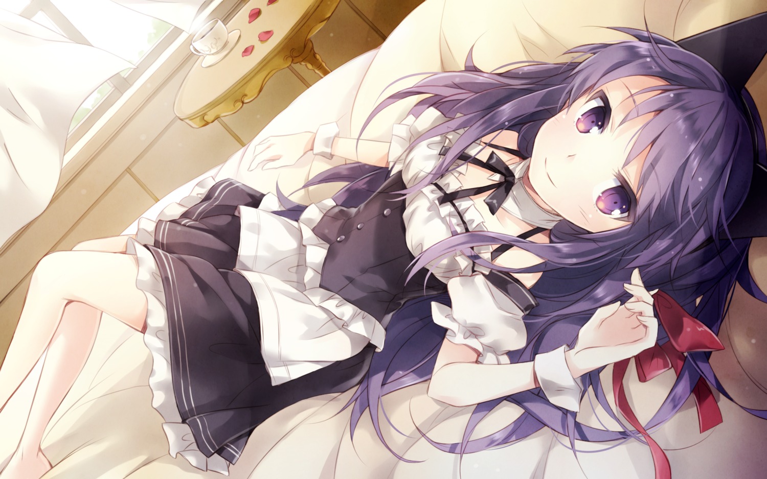 animal_ears, cafe_sourire, cuffs, maid, nekomimi, nyanya, wallpaper, yukishita_miyuri