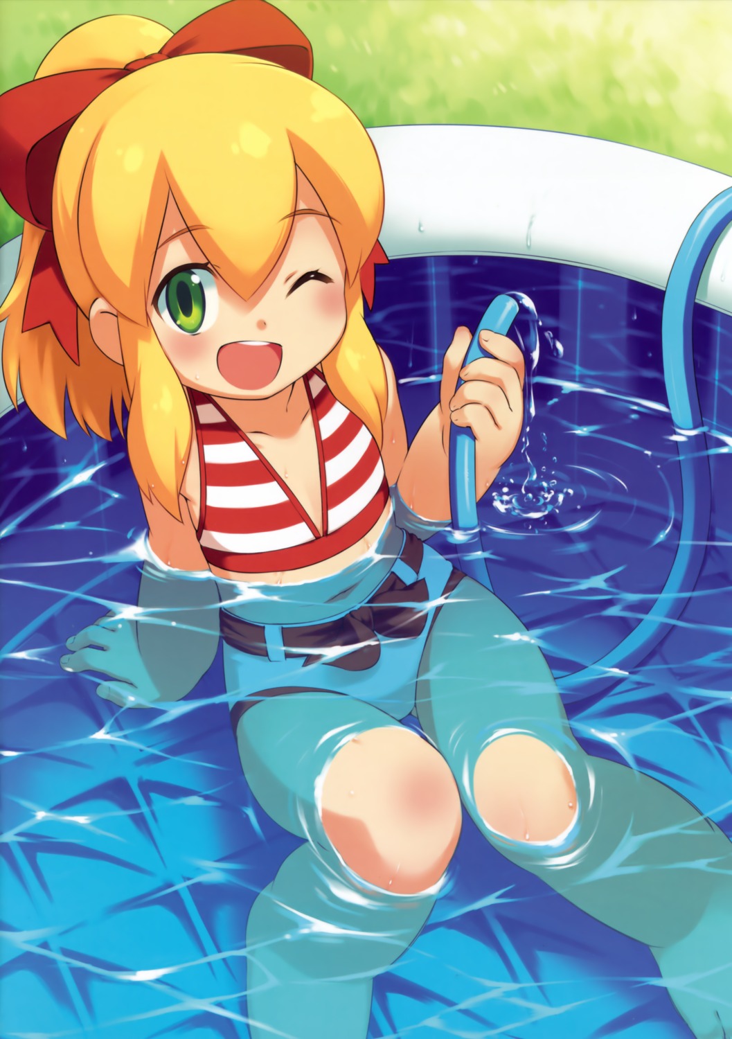 bikini, inou_shin, rockman, roll, swimsuits, wet