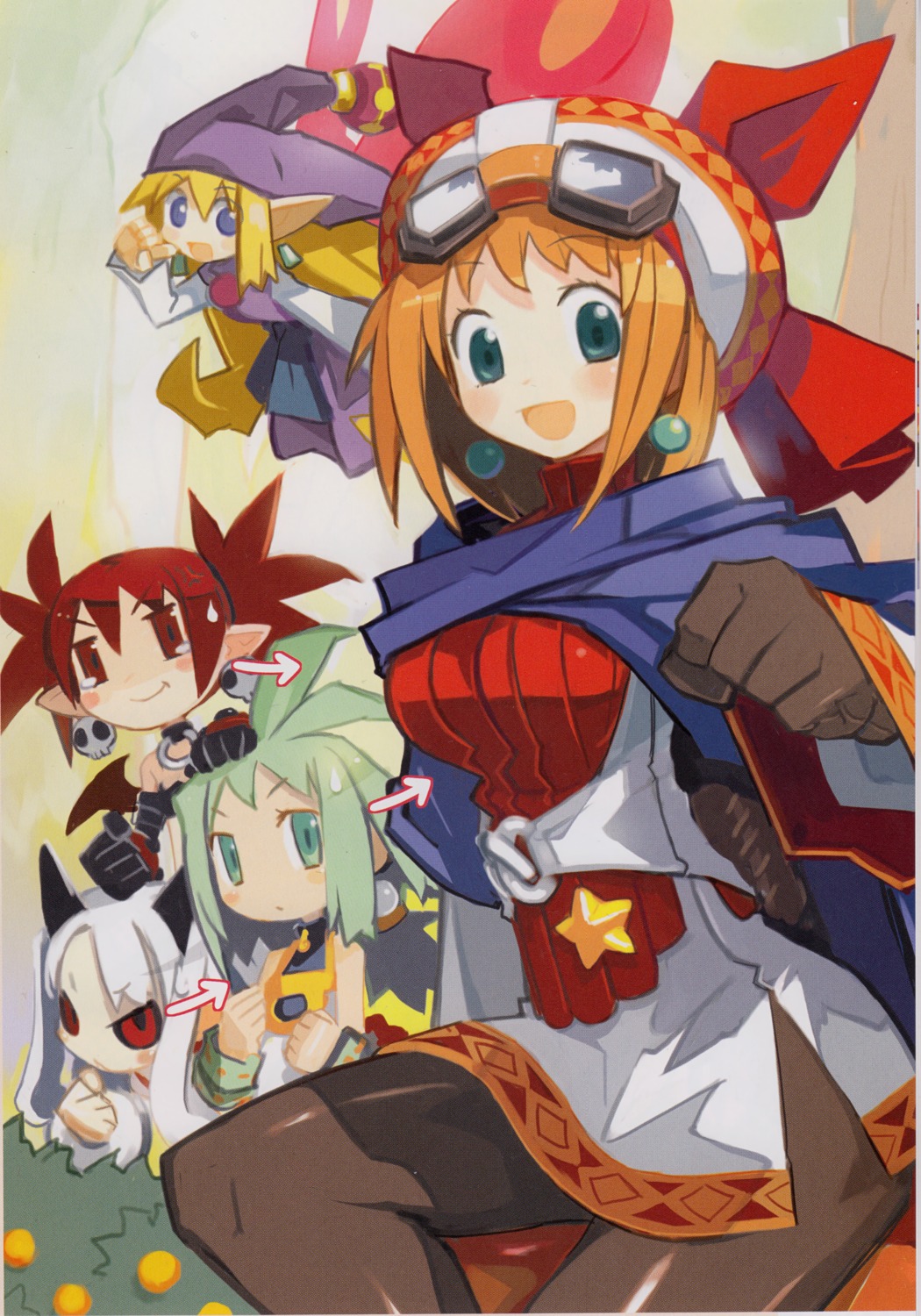 cornet_espoire, disgaea, etna, fixme, harada_takehito, kururu_(rhapsody), makai_kingdom, marona, pantyhose, phantom_brave, pointy_ears, pram, raw_scan, rhapsody