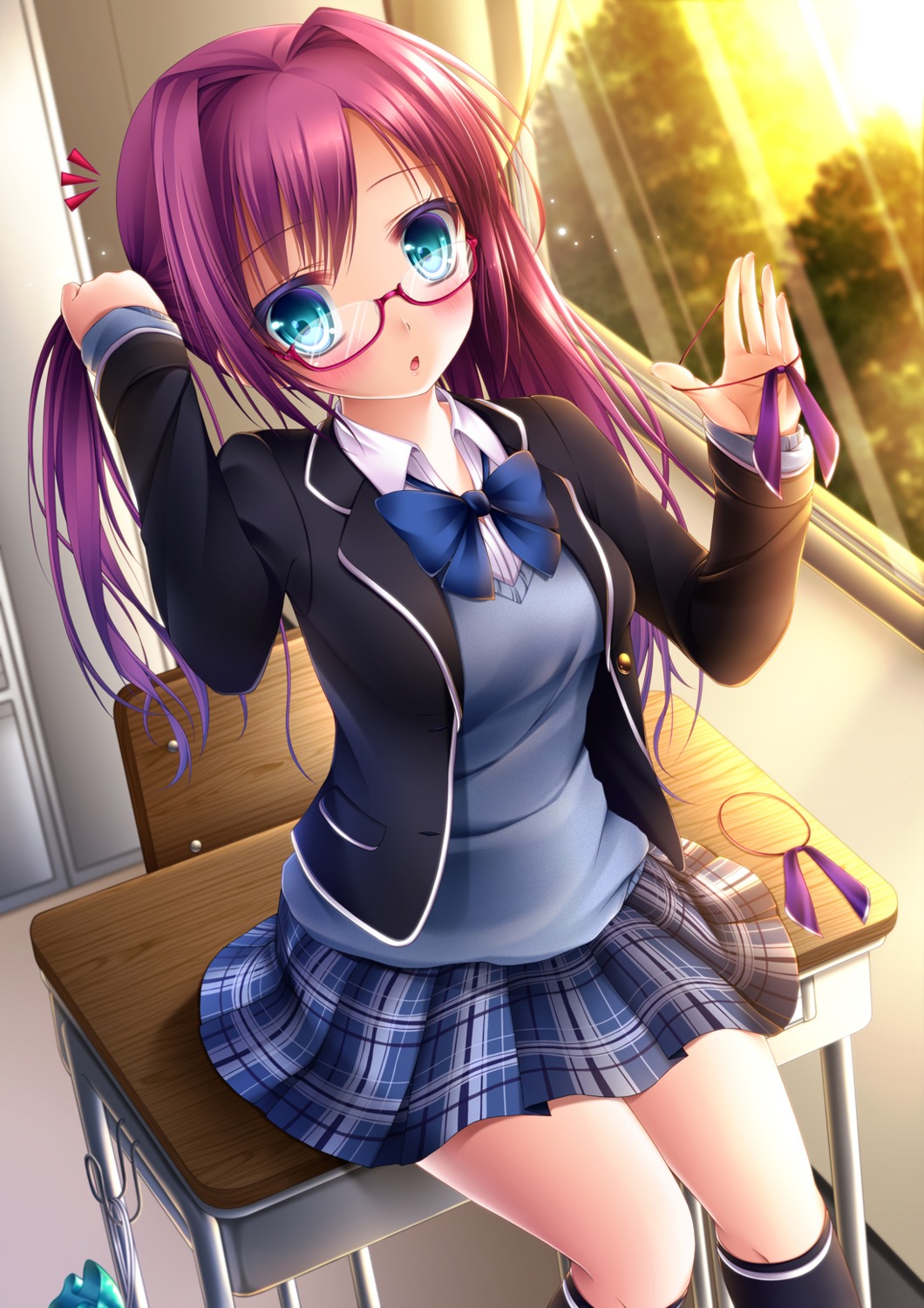 megane, seifuku, shitou