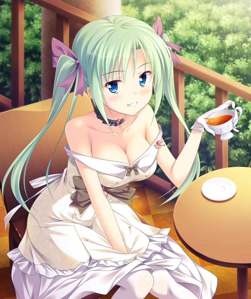cleavage, dress, pantyhose, yuurei_yashiki