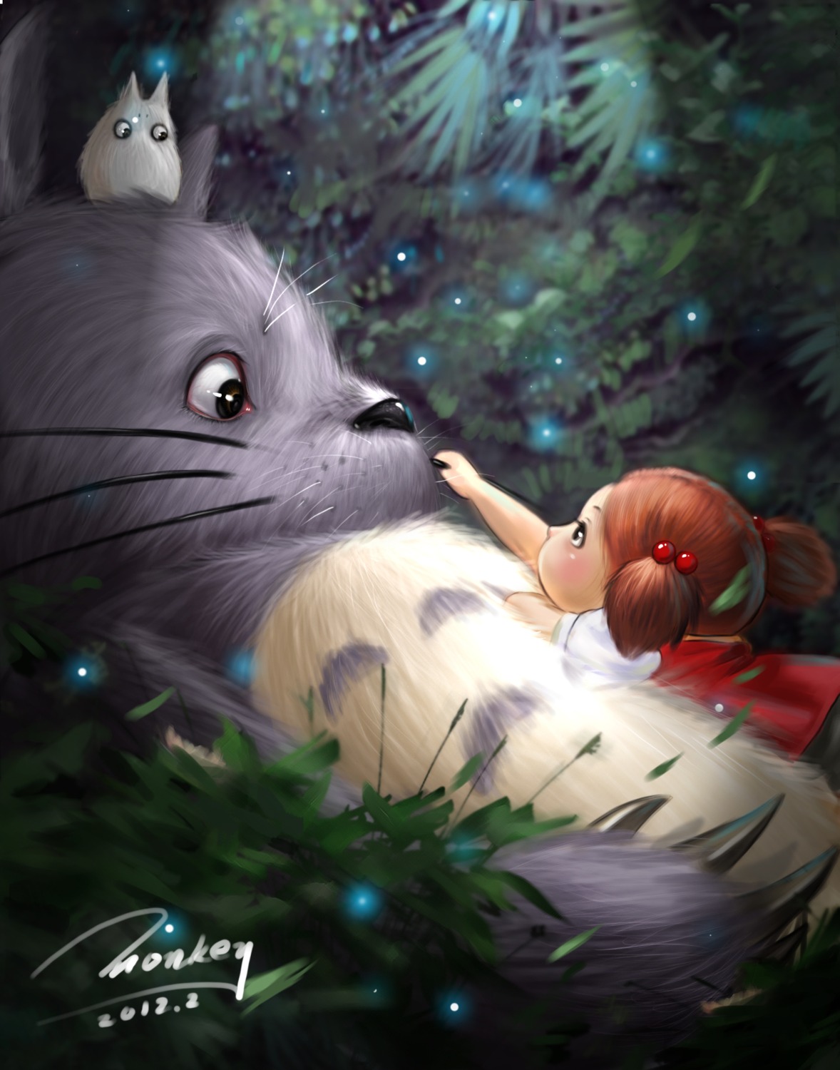 kusakabe_mei, monkey_buonarroti, tonari_no_totoro, totoro