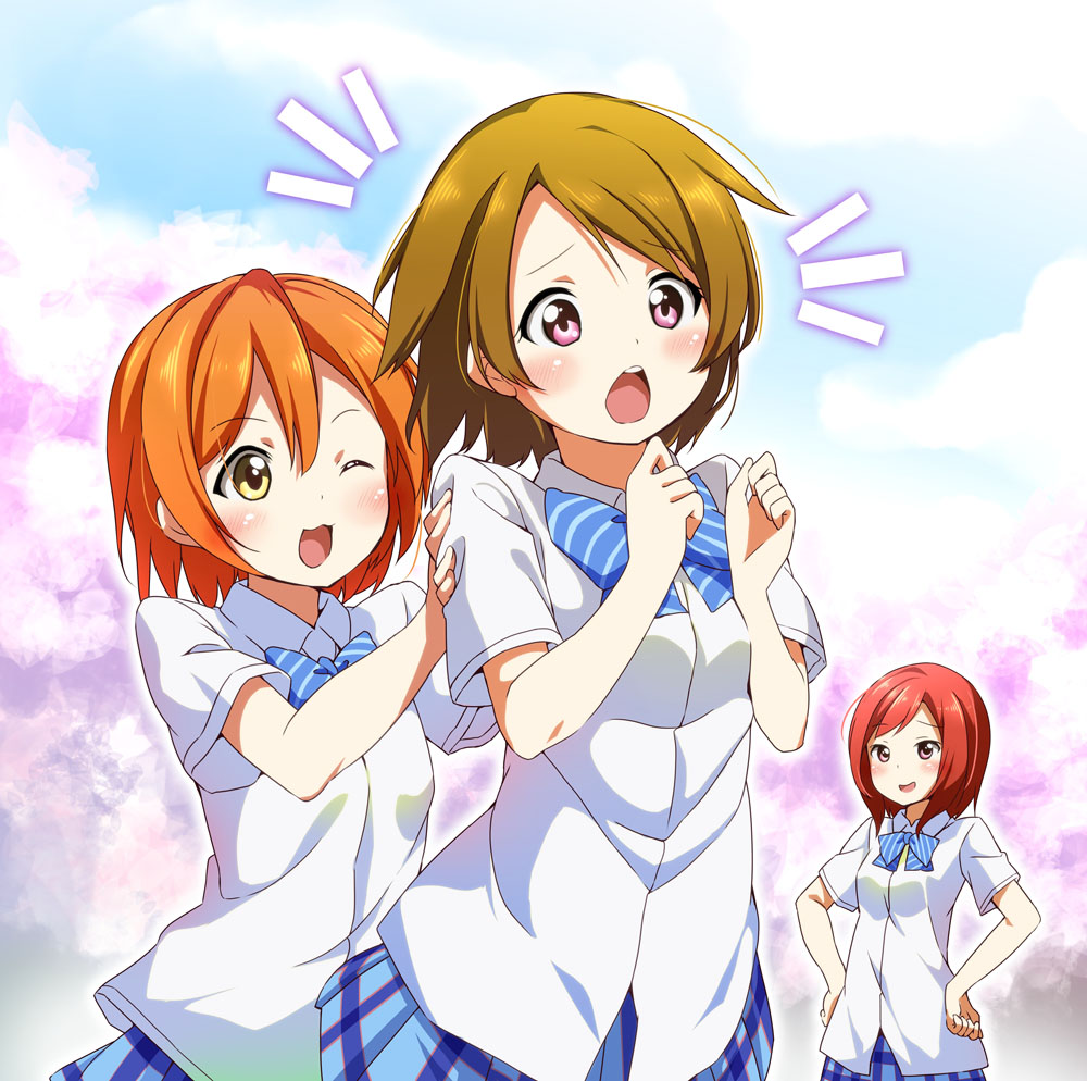 hoshizora_rin, koizumi_hanayo, love_live!, love_live!_(series), nishikino_maki, seifuku, shiina_yuuki