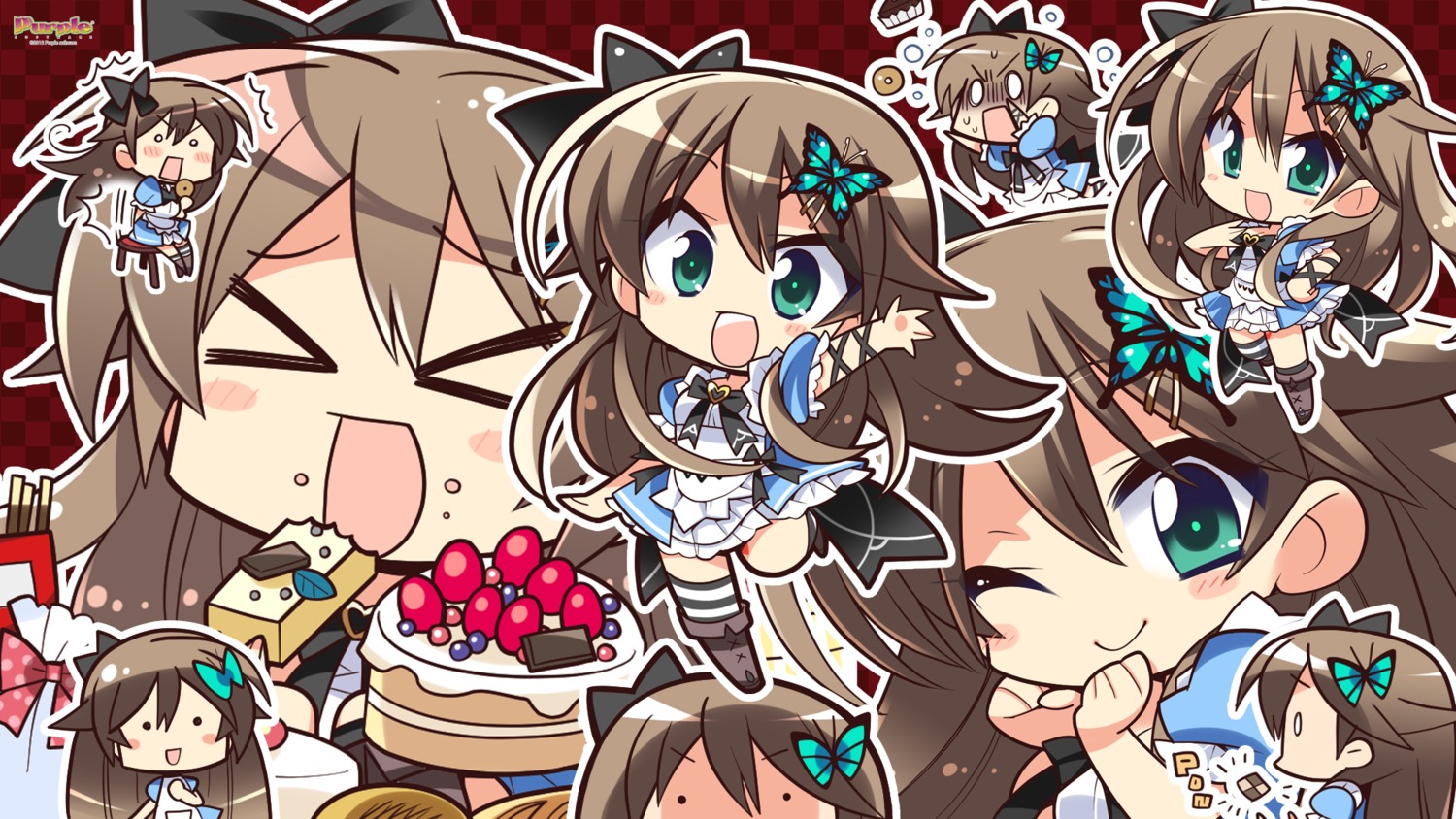 chibi, hapymaher, komowata_haruka, purple_software, toriumi_arisu, wallpaper