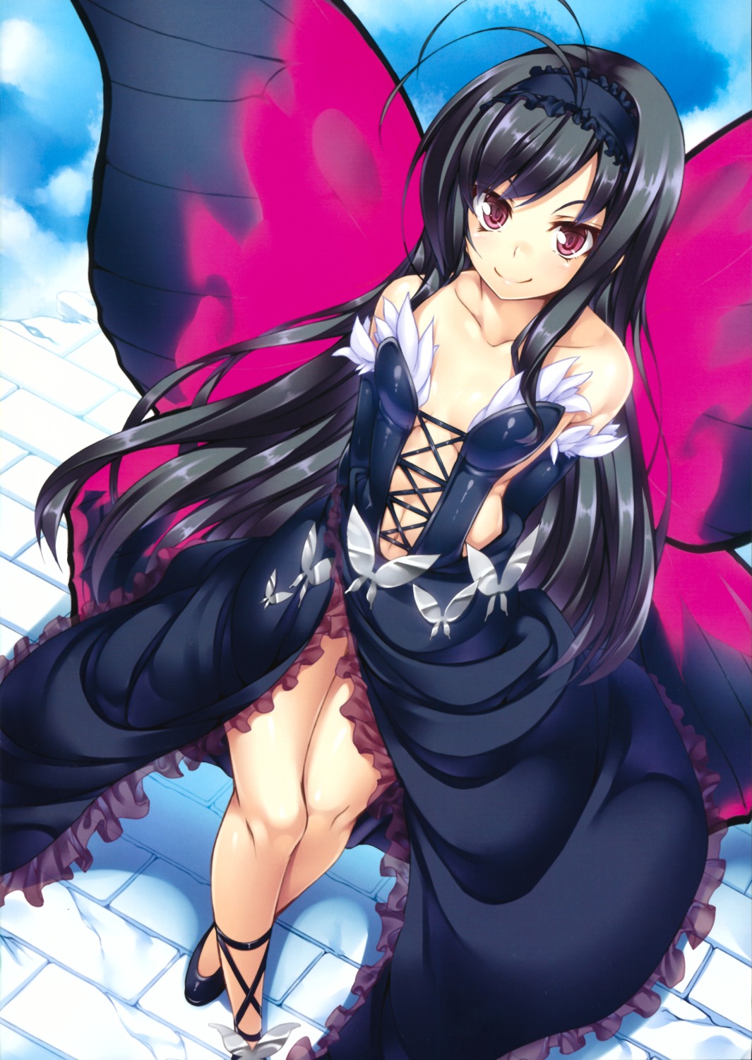 accel_world, cleavage, dress, ichijou_hitoshi, kuroba_sayuki, scanning_resolution, wings