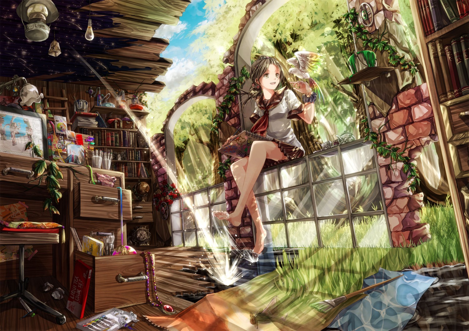 iroha_(shiki), landscape, seifuku