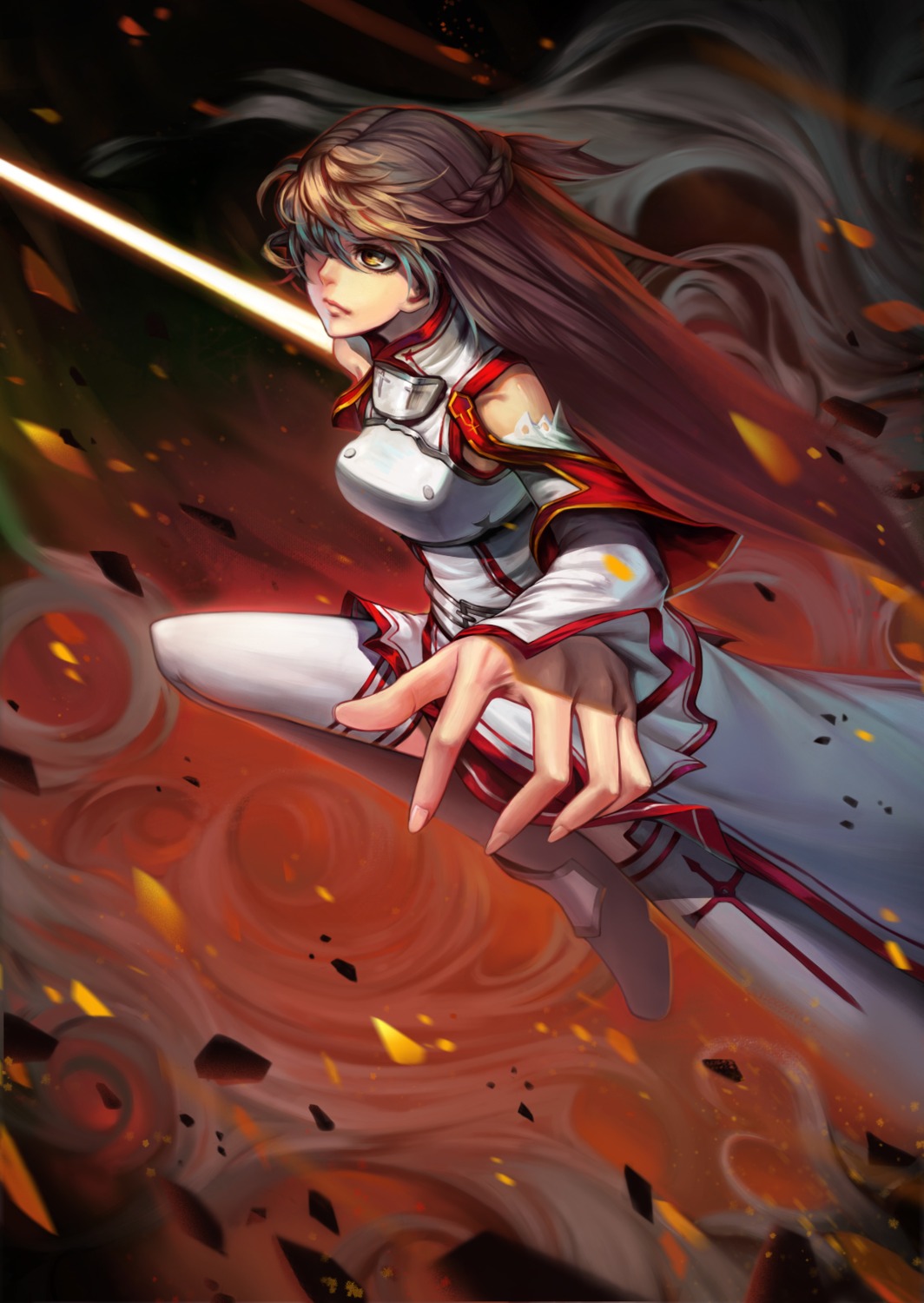 asuna_(sword_art_online), kote_(tures), sword, sword_art_online, thighhighs
