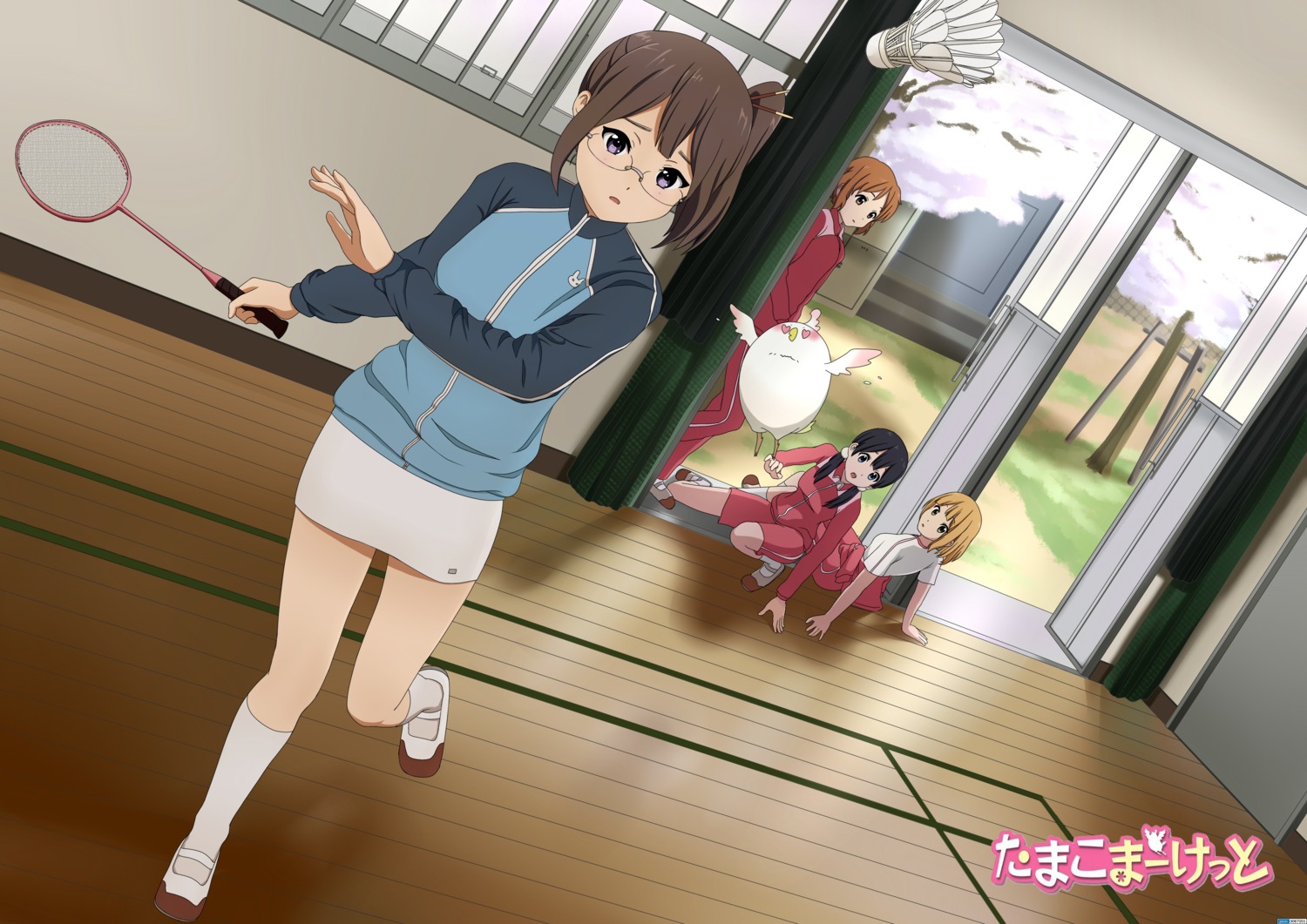 asagiri_shiori, gym_uniform, heli-kotohime, kitashirakawa_tamako, makino_kanna, megane, tamako_market, tokiwa_midori