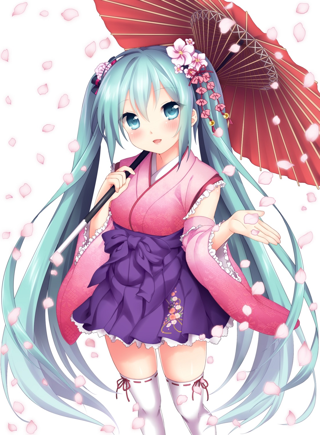 etou, hatsune_miku, japanese_clothes, thighhighs, vocaloid
