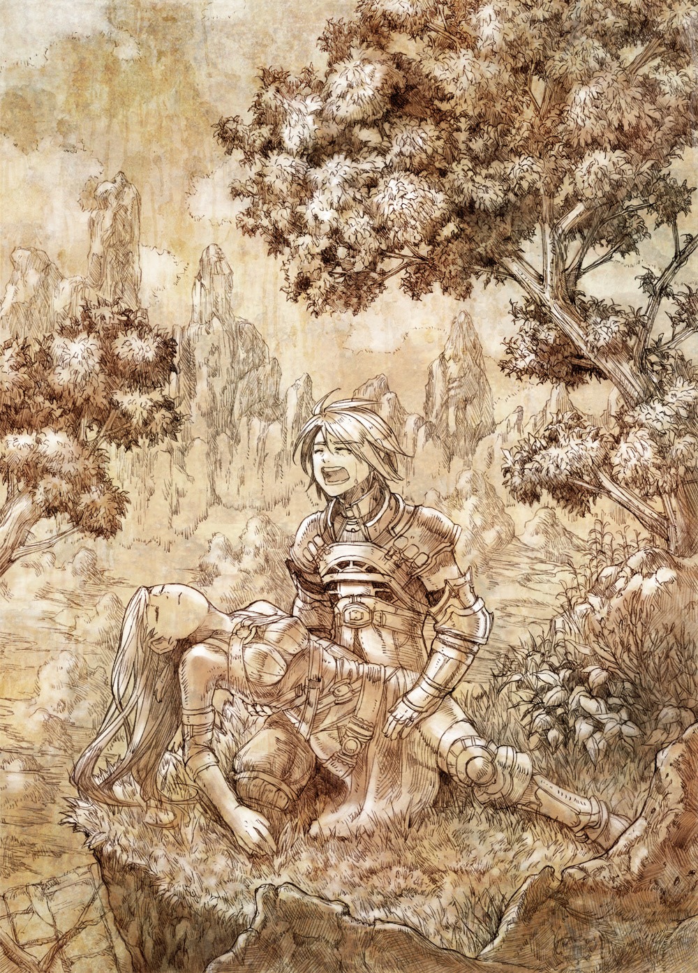 armor, isakawa_megumi, monochrome
