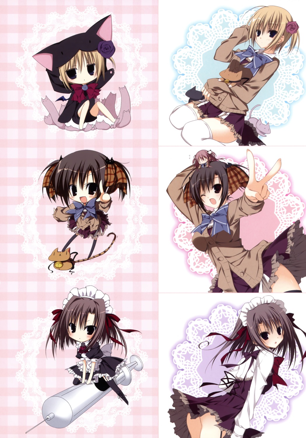 chibi, ebiten, hiromatsu_rikei, inugami_kira, maid, neko, seifuku, thighhighs
