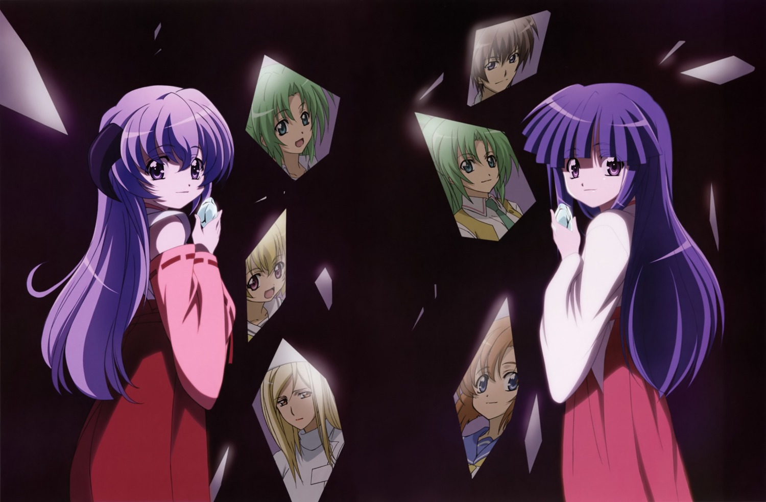 furude_rika, hanyuu, higurashi_no_naku_koro_ni, horns, houjou_satoko, maebara_keiichi, miko, ryuuguu_rena