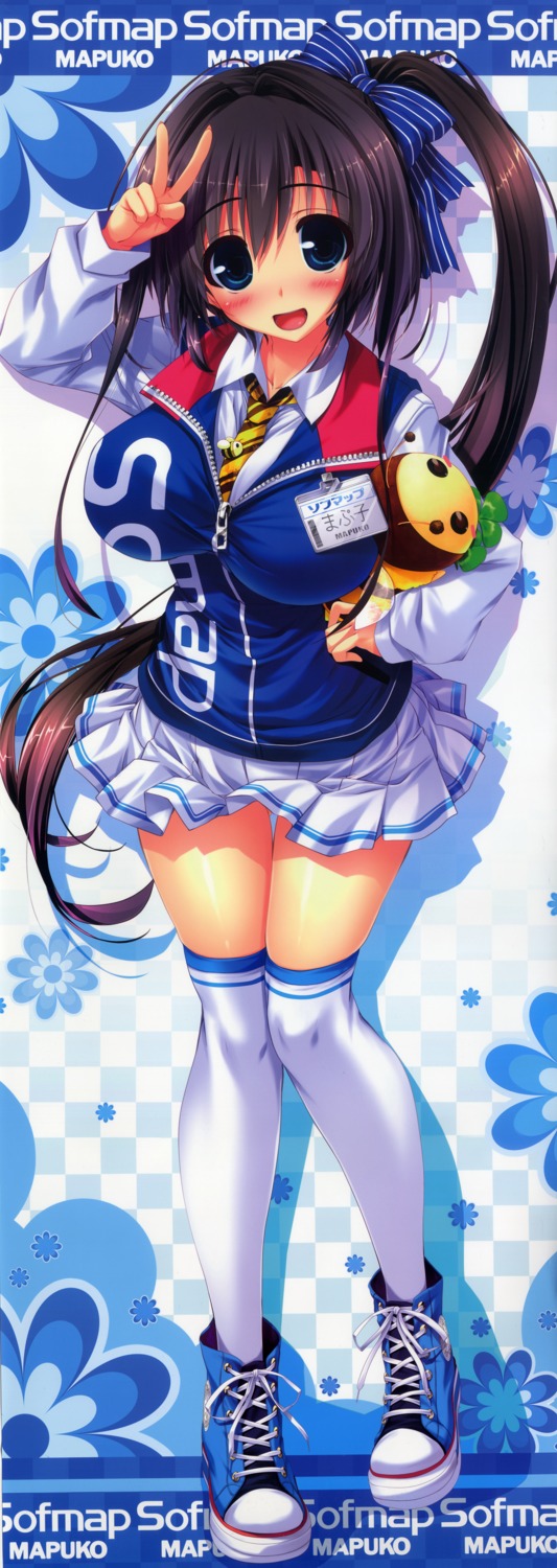 mapuko, oshiki_hitoshi, seifuku, sofmap, stick_poster, thighhighs