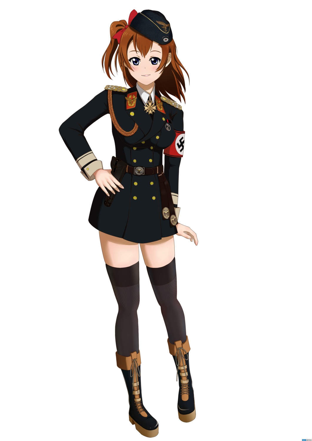 heli-kotohime, kousaka_honoka, love_live!, love_live!_(series), thighhighs, uniform