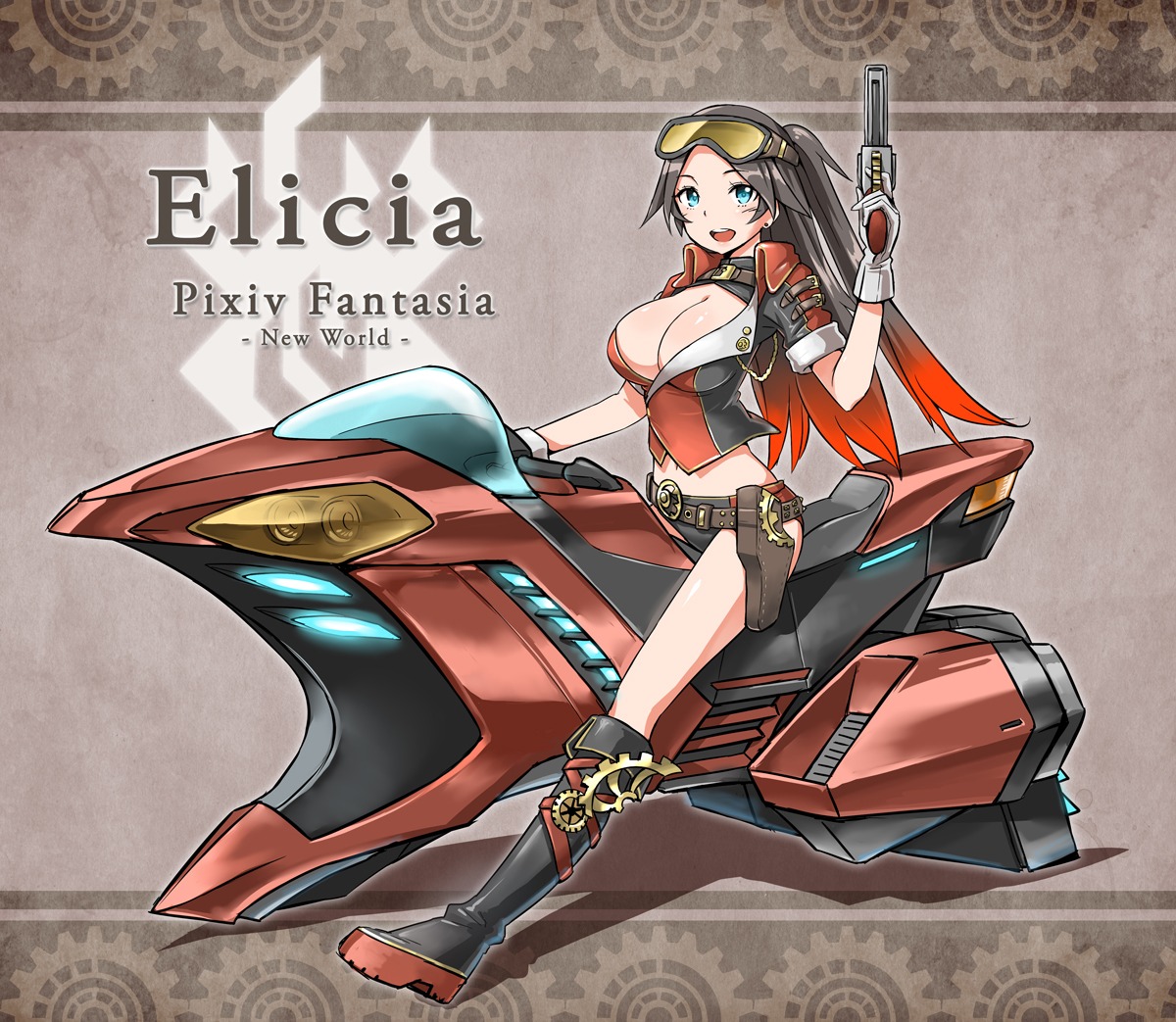 cleavage, gun, pixiv_fantasia, pixiv_fantasia_new_world, zaxwu