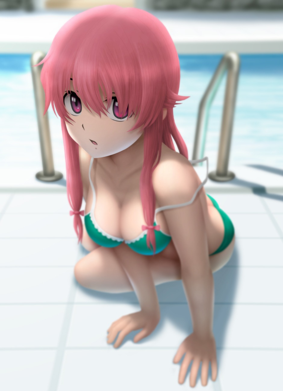 bikini, cleavage, gasai_yuno, mirai_nikki, siraha, swimsuits